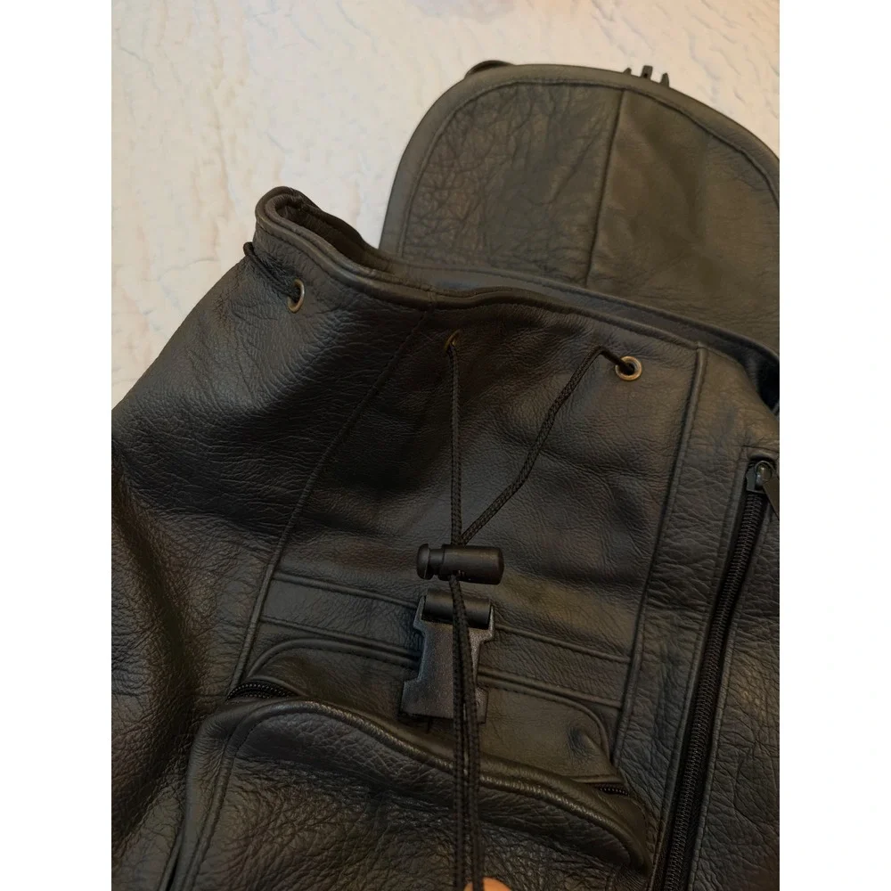 Black Genuine Leather  Backpack